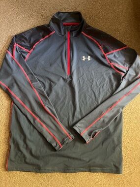 Under Armour Black Performance Quarter-Zip Pullover with Red Trim